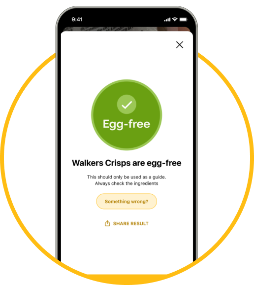 Egg-free status on Egg Free Scanner app